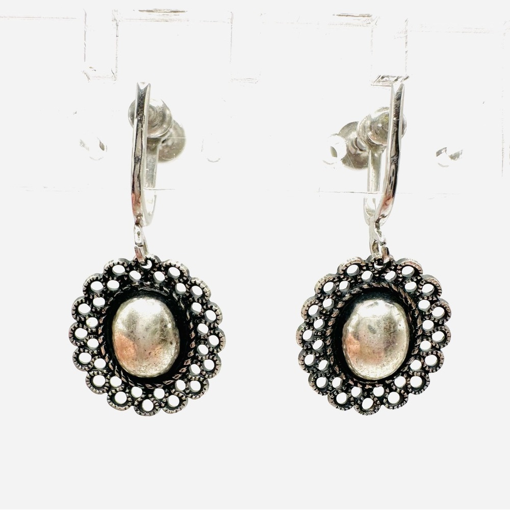 BEAU STERLING Vintage Sterling Silver 925 Screw Back Earrings Dainty Filigree